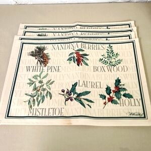 Vintage Williamsburg Canvas Winter Holiday Placemats